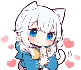 😳 Gato anime, Chibi, Fofo, Kawaii, Corações, Nekomimi, Mangá telegram sticker