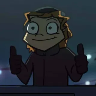 👍 Cartoon, Duim omhoog, Personage, Animatie telegram sticker