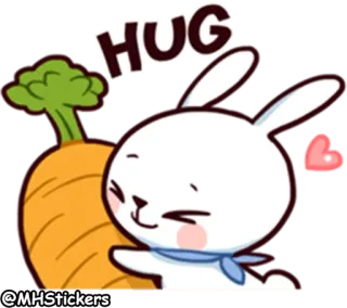 🤗 HUG Hase, Häschen, Umarmung, Karotte, niedlich, Tier telegram sticker