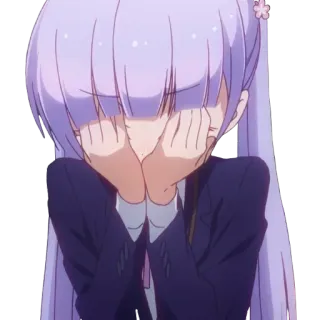 😳 anime, garota, fofa, tímida, cabelo roxo, garota anime telegram sticker