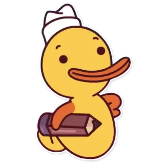 📝 утка, мультик, карандаш, матросская шапка, желтый, милый, каваи telegram sticker