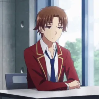 ✨ Ayanokouji Kiyotaka Classroom of the Elite Anime, Studente, Uniforme, Serio, Rosso telegram sticker
