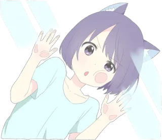 😯 Anime, Kattenoortjes, Meisje, Schattig, Kawaii telegram sticker