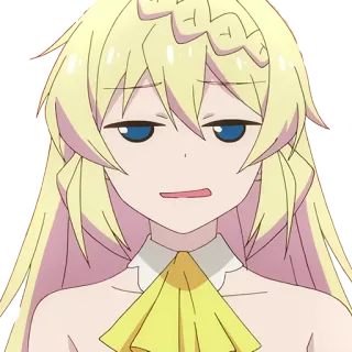 👀 Аниме, Мультфильм, Блондинка, Скучно, Выражение лица, Стикер telegram sticker
