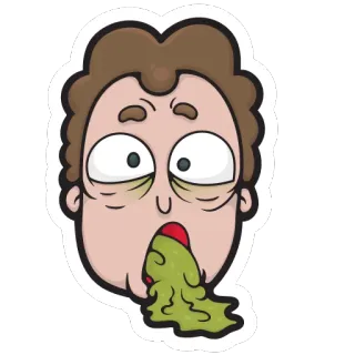 🤢 生病, 呕吐, 呕吐, 疾病, 卡通, 胃不舒服 telegram sticker