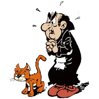 😈 Gargamel The Smurfs การ์ตูน, ผู้ร้าย, พ่อมด, แมว, เวทมนตร์ whatsapp sticker