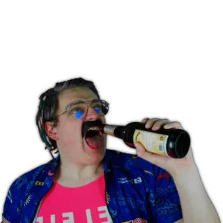🍺 uomo, bere, bottiglia, camicia hawaiana, festa, occhiali, divertente telegram sticker