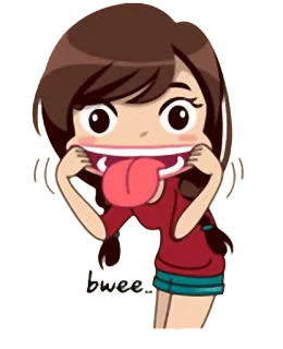 😜 bwee dibujos animados, chica, lengua, tonto, cara, animación whatsapp sticker