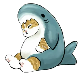 🍔 猫, サメ, コスチューム, 動物, ペット, かわいい whatsapp sticker