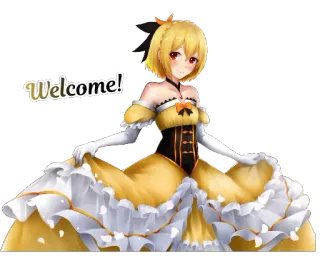 ✋ Welcome! anime, girl, yellow, dress, welcome whatsapp sticker