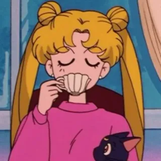 🌙 Sailor Moon Anime, Cartoon, Sailor Moon, Thee drinken telegram sticker