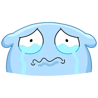 😢 menangis, sedih, air mata, biru, kartun, emosional, emoji whatsapp sticker