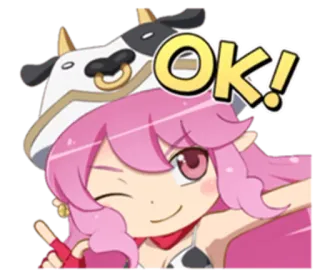 👌 Ok! anime, cute, cartoon, ok, cow, character telegram sticker