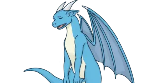 😔 dragón, dibujos animados, fantasía, animal, criatura mítica whatsapp sticker