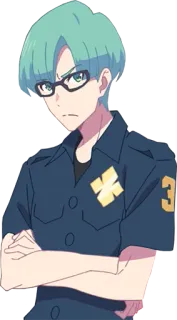 🤓 Anime, Personaggio, Occhiali, Ufficiale, Uniforme, Polizia telegram sticker