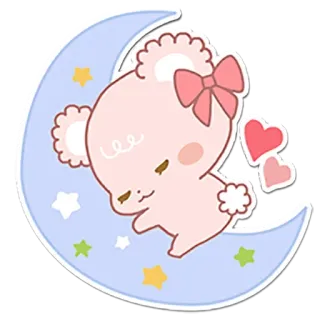 😴 fofo, urso, lua, estrelas, corações, kawaii telegram sticker