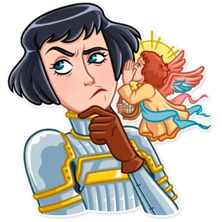 🤔 Joan of Arc Joan of Arc, angel, armor, historical figure, cartoon, saint, medieval, inspiration whatsapp sticker