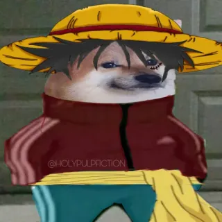 😐 Monkey D. Luffy One Piece @HOLYPULPACTION doge, 루피, 원피스, 애니메이션, 해적, 밈, cheems telegram sticker