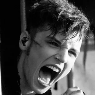 😤 person, screaming, black and white, male, facial expression telegram sticker