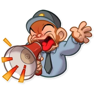 📢 猿, メガホン, 怒り, 叫ぶ, 漫画 telegram sticker