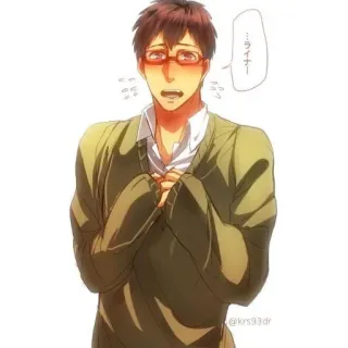 🧍‍♂️ ライナー Anime, Personnage, Manga, Lunettes, Dessin animé telegram sticker