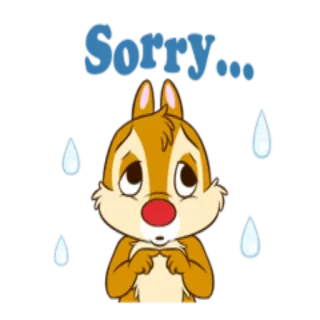 😔 Chip Sorry... cartoon, animal, apology, chipmunk, sad, regret telegram sticker