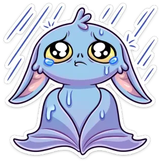 ☔️ traurig, weinen, monster, blau, regen, tränen, emotion telegram sticker