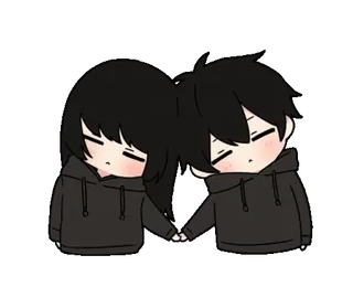❤️ paar, anime, kawaii, süß, liebe, chibi whatsapp sticker
