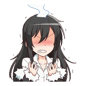 😤 dziewczyna anime, zły, rumieniąca się, kreskówka, zawstydzona, kobieca telegram sticker