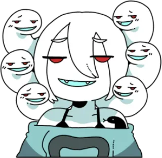 😈 white, cartoon, ghosts, creepy, eyes, character telegram sticker