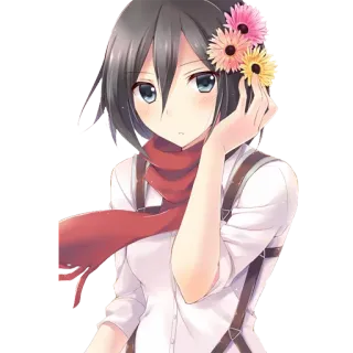 🌻 Mikasa Ackerman Attack on Titan Anime, Personage, Mikasa Ackerman, Attack on Titan telegram sticker