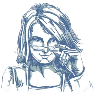 😏 woman, glasses, portrait, illustration, female, eyes, face whatsapp sticker