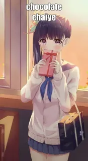 🙂 chocolate chaiye Anime, Dziewczyna, Czekolada, Prezent, Mundur szkolny, Chaiye, Chcę telegram sticker