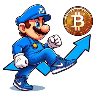 📈 Mario 马里奥, 比特币, 加密货币, 金融, 卡通, 贴纸, 蓝色, 钱 telegram sticker