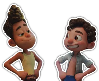 😎 Luca Cartoon, Seemonster, Freundschaft, Italien, animiert, Disney, Pixar telegram sticker