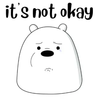 🐻‍❄️ it's not okay triste, malheureux, ours polaire, dessin animé, ours blanc, On est les ours, déprimé whatsapp sticker