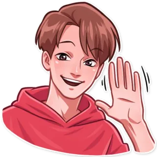 👋 Kreskówka, Osoba, Mężczyzna, Fala, Pozdrowienie, Szczęśliwy whatsapp sticker