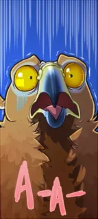 😰 A-A- Desenho animado, Pássaro, Assustador, Assustado, Animal, Olhos amarelos whatsapp sticker