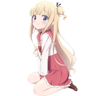 🙂 anime girl, đồng phục học sinh, tóc vàng, dễ thương, hình minh họa telegram sticker
