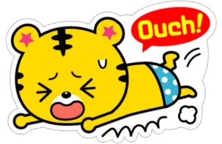 😵 Ouch! tigre, cartone animato, ahi, dolore, animale telegram sticker