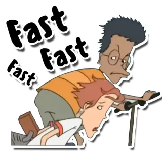 🏃‍♂️ Fast Fast Fast Hoạt hình, Sticker, Nhanh, Bạn bè, Xe tay ga, Đi xe telegram sticker