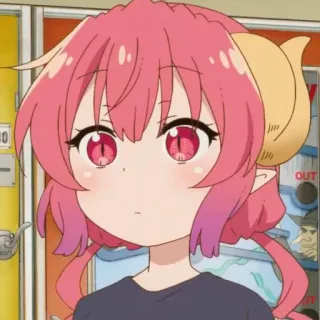 😯 Ilulu Miss Kobayashi's Dragon Maid Anime, Drache, Pinke Haare, Hörner, Süß, Ilulu, Miss Kobayashis Dragon Maid telegram sticker