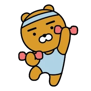 💬 Ryan 카카오프렌즈, 캐릭터, 역도, 운동, 피트니스 whatsapp sticker