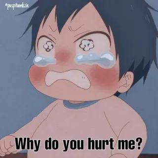 😣 Why do you hurt me? anime, smutny, płaczący, łzy, zdenerwowany telegram sticker