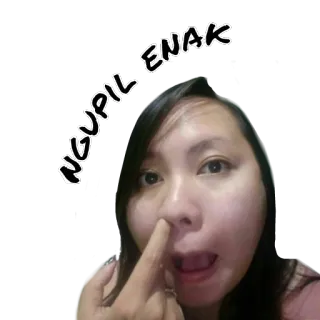 😂 NGUPIL ENAK nariz, gracioso, mujer, hurgándose la nariz, cara telegram sticker