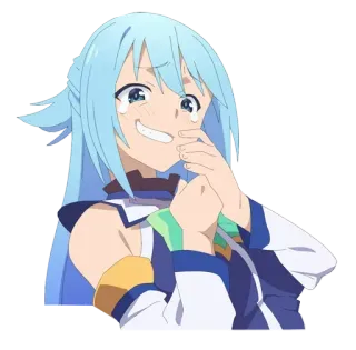 😂 Aqua KonoSuba Anime, Karakter, Aqua, Konosuba, Menangis, Kartun telegram sticker