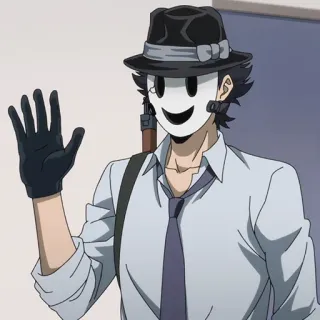🎭 Sniper Mask High-Rise Invasion Anime, Snipermasker, High-Rise Invasion, Gemaskerd personage, Wapen telegram sticker