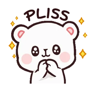 🥺 PLISS หมี, น่ารัก, ประกาย, คาวาอิ, สีขาว, คำขอ telegram sticker