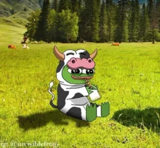 🥛 Pepe the Frog pepe, żaba, krowa, mem, zwierzę, kreskówka, lol telegram sticker