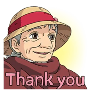 😊 Sophie Hatter Howl's Moving Castle Thank you аниме, Гибли, спасибо, шляпа, старушка whatsapp sticker